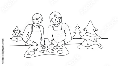 Christmas Cookie Baking Festive Friends Making Holiday Treats Together