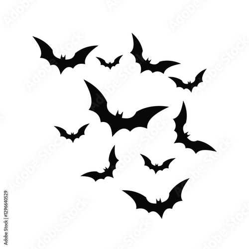 Flying bat black silhouette vector design on a white background