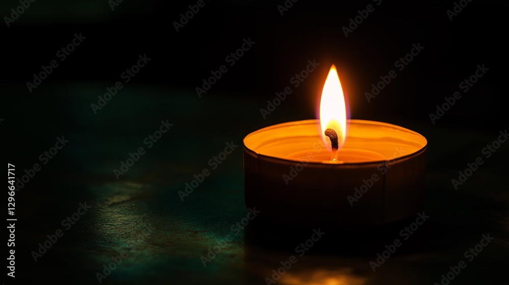A tiny candle flame glowing against a jet-black void A tiny candle flame glowing against a jet-black void