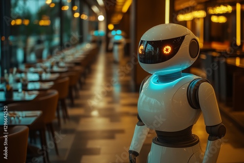 Wallpaper Mural Robot waiter serving drinks in futuristic restaurant setting Torontodigital.ca