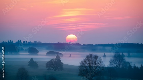 A sun rising over a horizon.
