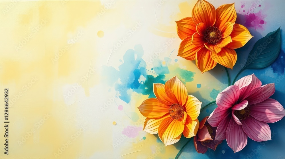 Obraz premium Art abstract acrylic painting of flowers
