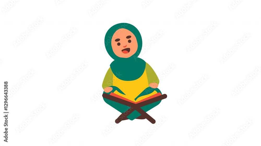 Cheerful Muslim Girl Reading Holy Quran Book Cheerful Muslim Girl Reading Holy Quran Book