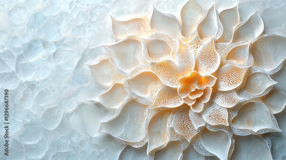 Fototapeta premium Delicate flower placed on a pristine white surface highlighting its natural beauty and elegance