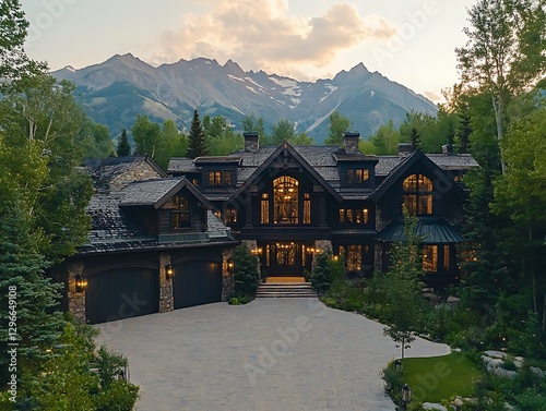 Mountain Home Exterior Sunset