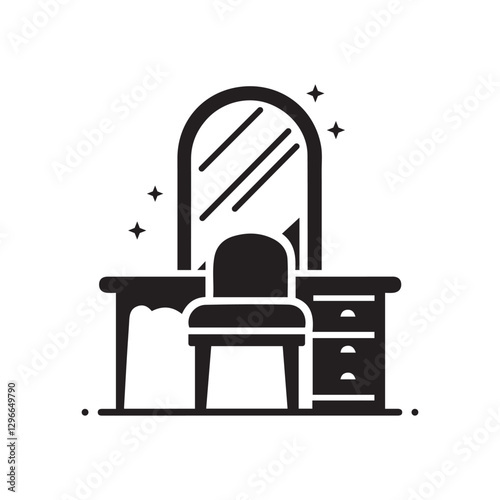 Dressing Table Icon Silhouette Vector Art | Furniture & Interior Design Illustration