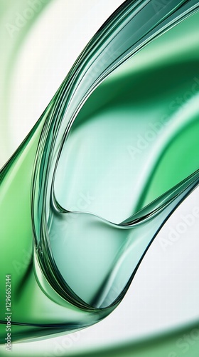 green glass and Liquid matte abstract wave. 3d rendering illustratiuon.