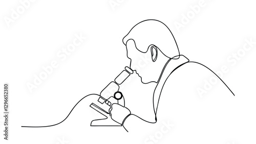 Scientist using a microscope, laboratory research, scientific discovery