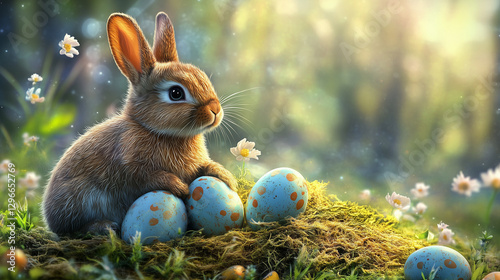 easter bunny and easter eggs