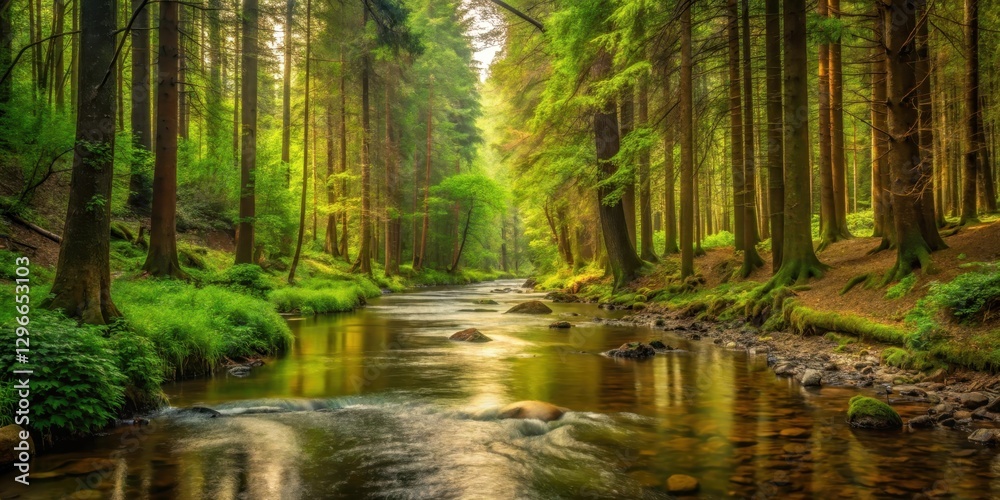 stream flowing through dense forest stream flowing through dense forest