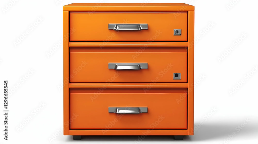 Bright Orange Nightstand with Three Drawers for Modern Spaces Bright Orange Nightstand with Three Drawers for Modern Spaces