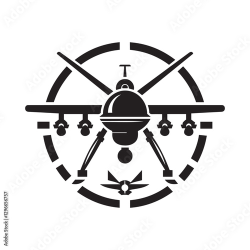 Military Drone Logo Icon Vector Art | Defense & Aerial Surveillance Symbol