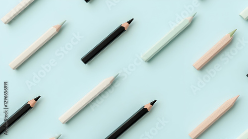 Wallpaper Mural Colorful Pencils Arranged on a Soft Blue Background for Creative Use Torontodigital.ca