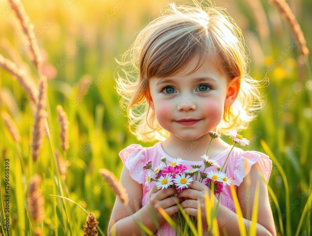 little girl in a field of flowers little girl in a field of flowers
