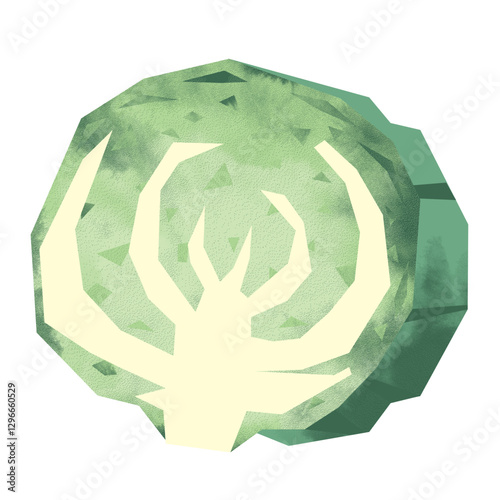 切り絵風のキャベツ