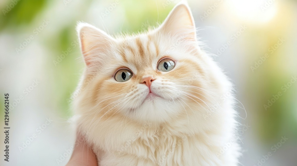 Fototapeta premium Fluffy Ginger Cat In Bright Outdoor Light