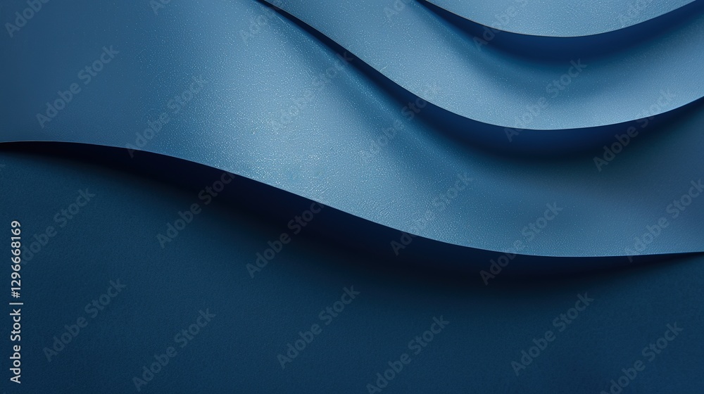 Obraz premium A smooth metallic surface with a glossy gradient finish is placed on a Pacific deep blue paper background, showing a modern and sleek aesthetic. The deep blue hue of the paper contrasts beautifully 