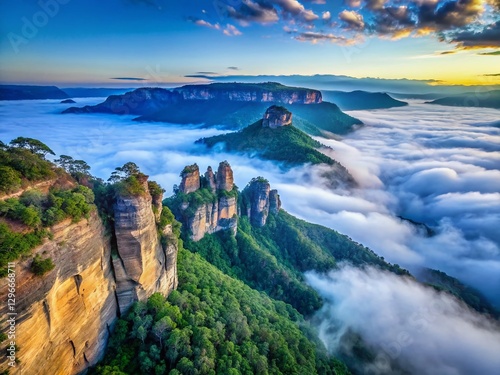 Misty Blue Mountains Landscape, March 2019: Scenic Australian Fog