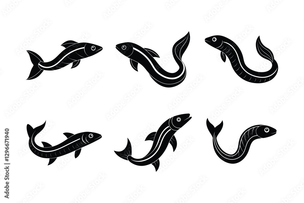 Crystal Sand Eel silhouette vector illustration Crystal Sand Eel silhouette vector illustration