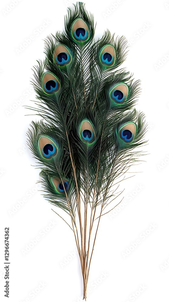 Naklejka premium Peacock Feathers Display, Studio Shot