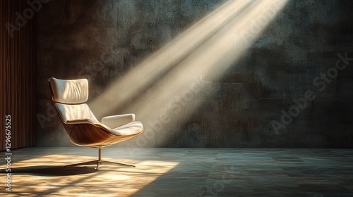 Elegant chair bathed in sunlight modern interior furniture photography minimalistic space soft lighting