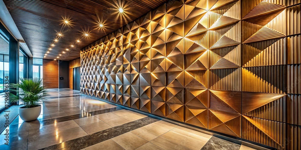 Obraz premium Modern Interior Design: Earthy Textured Wall Panels with Elegant Patterns