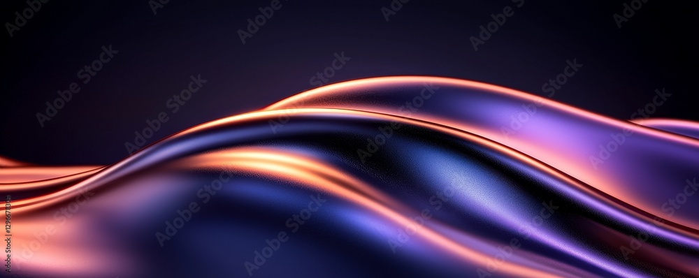 Obraz premium Abstract Fluid Wave Design, Purple and Orange Hues