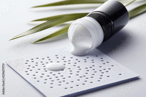 White cream pouring onto perforated pad