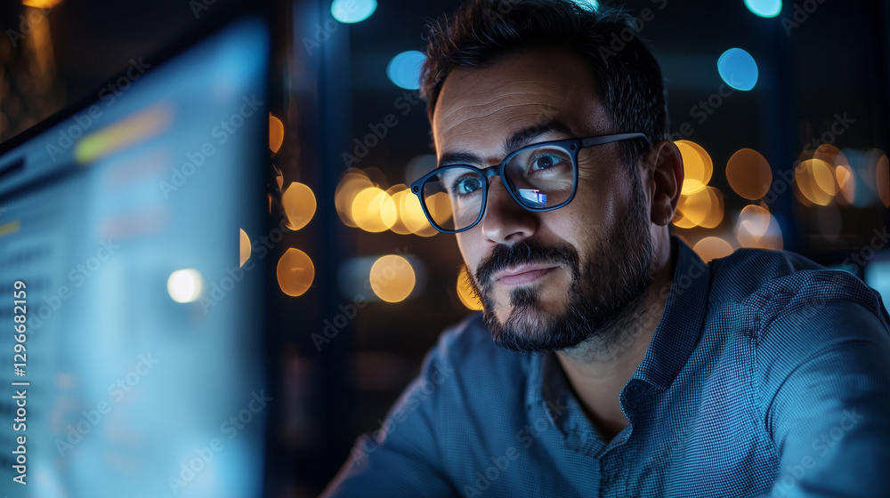 Innovative Male Professional in Advanced Sleek Office Setup Innovative Male Professional in Advanced Sleek Office Setup
