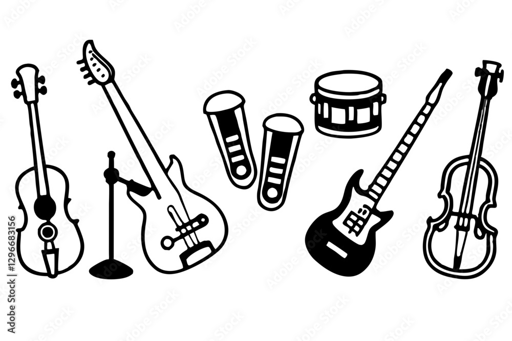 Obraz premium Musical Instruments silhouette vector illustration