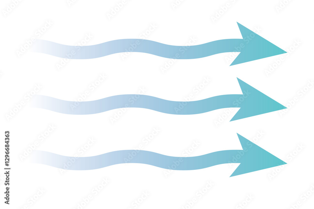 Air flow vector illustration, blue cold fresh stream from the air conditioner vector illustration isolated on white background. Air flow vector illustration, blue cold fresh stream from the air conditioner vector illustration isolated on white background.