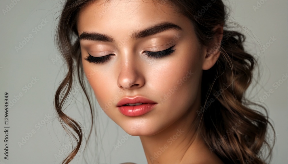 A close-up portrait of a young woman with her eyes closed, possibly sleeping or meditating. A close-up portrait of a young woman with her eyes closed, possibly sleeping or meditating.