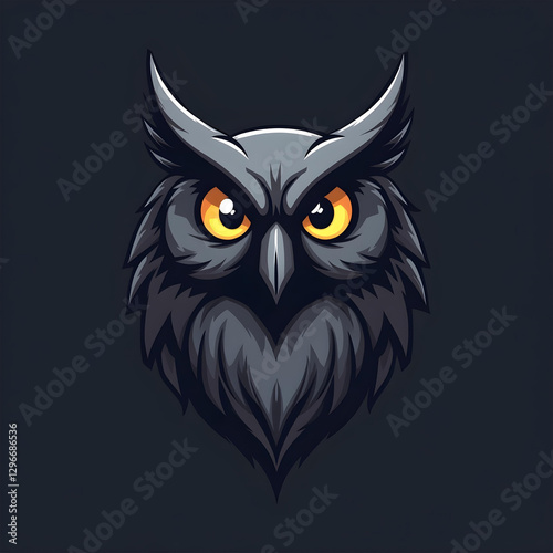 Modern grey owl mascot logo for gaming teams, cyber players, and social networks