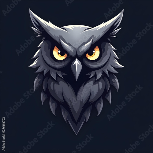 Obraz na płótnie Modern grey owl mascot logo for gaming teams, cyber players, and social networks w salonie