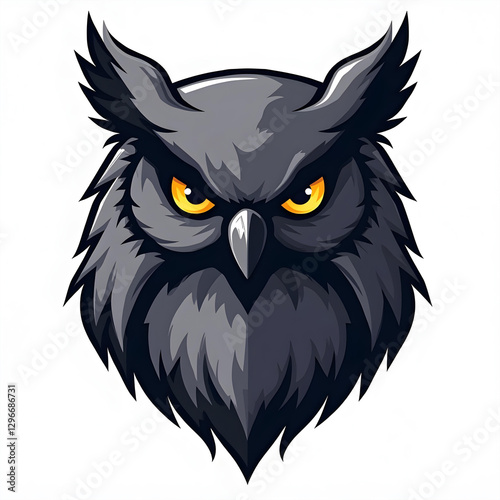 Modern grey owl mascot logo for gaming teams, cyber players, and social networks