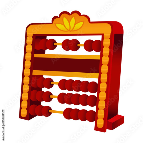 A flat illustration of counting beads frame