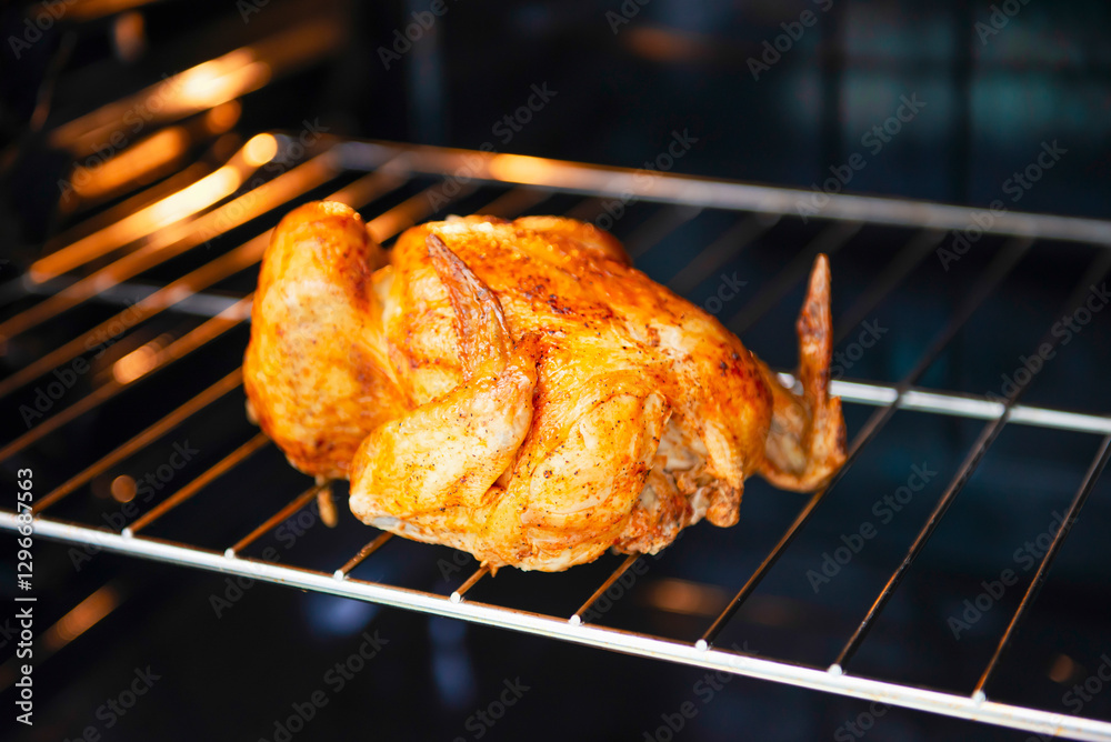 Fototapeta premium grilled chicken in the oven on the grill