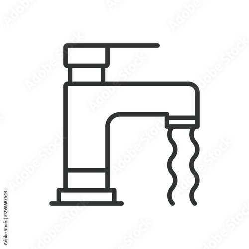 Water tap, icon in line design. Water tap, faucet, plumbing, sink, clean water, dripping tap, water supply on white background vector. Water tap editable stroke icon