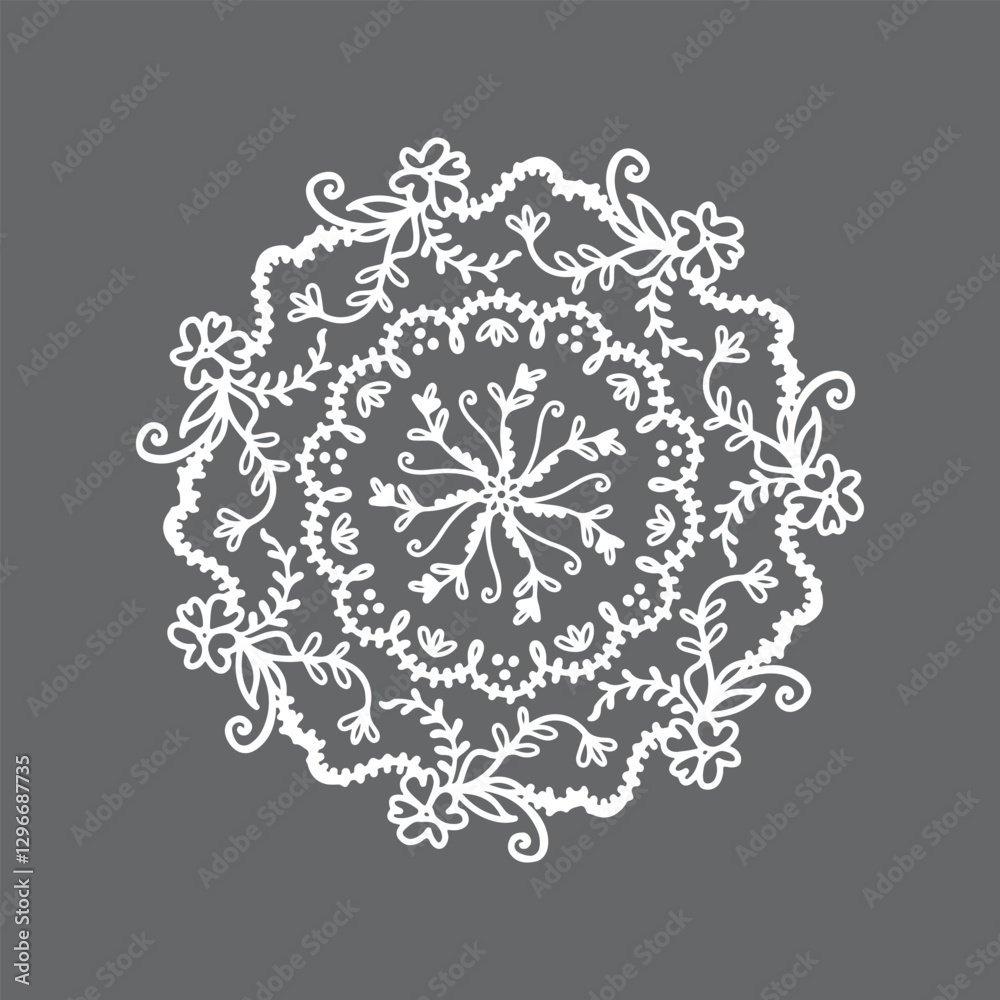 Intricate White Lace Round Coaster Design - Elegant Shabby Chic Detail Intricate White Lace Round Coaster Design - Elegant Shabby Chic Detail