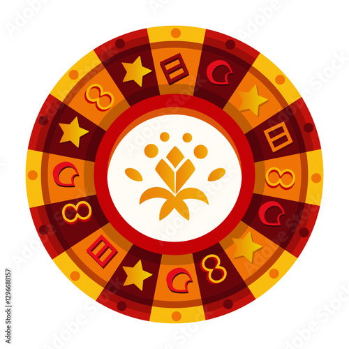 Asian zodiac wheel, flat style illustration