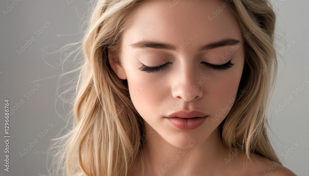 close up of two woman with blonde hair and closed eyes. close up of two woman with blonde hair and closed eyes.