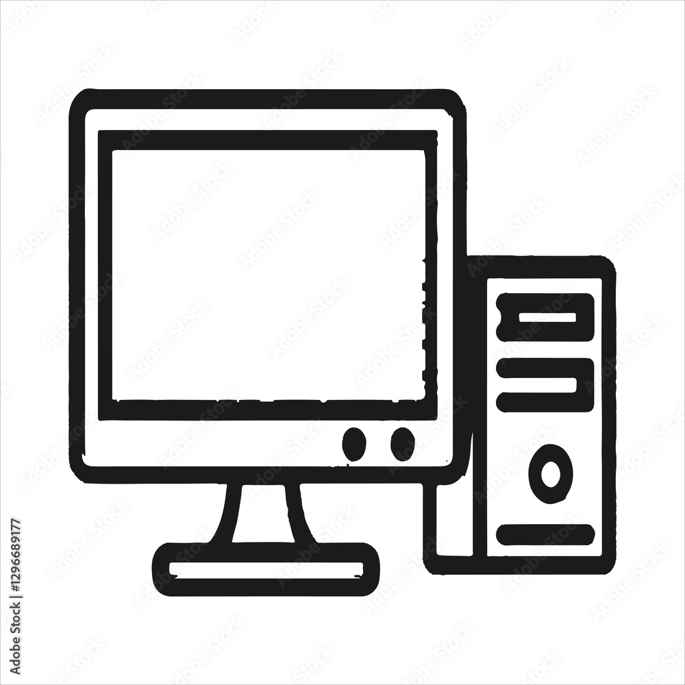 Desktop Computer Icon Vector,Computer Setup Black and White Icon Desktop Computer Icon Vector,Computer Setup Black and White Icon