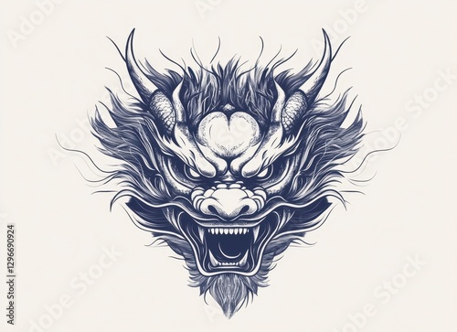 Majestic Dragon Head with Intense Expression and Intricate Details