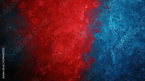 A bold red and blue background with a clean gradient blending the two colors.