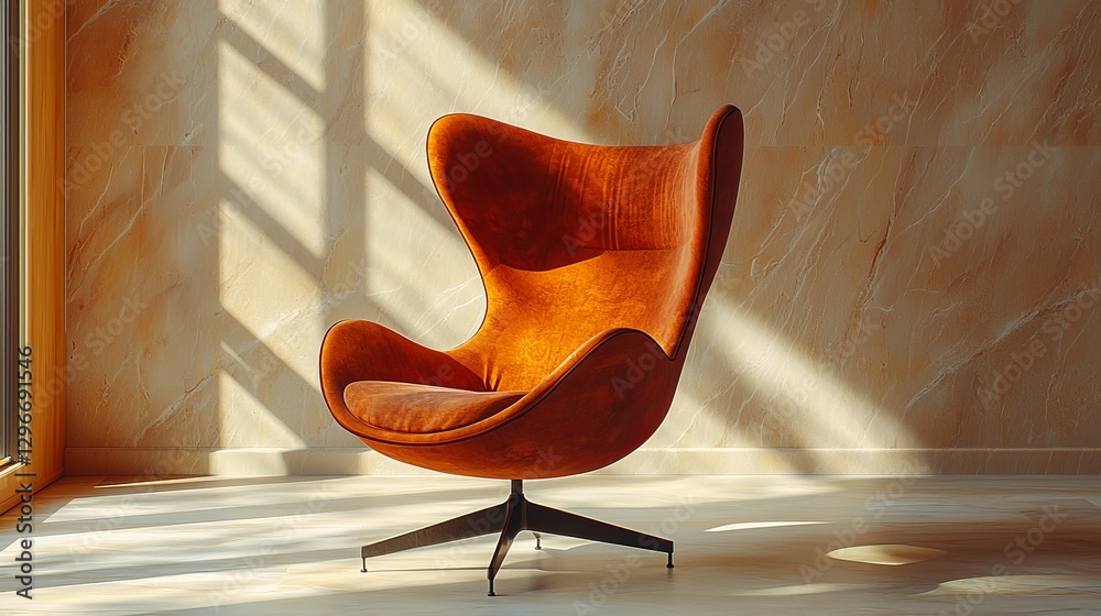 Modern egg chair design in a minimalist living room interior decoration cozy environment stylish view