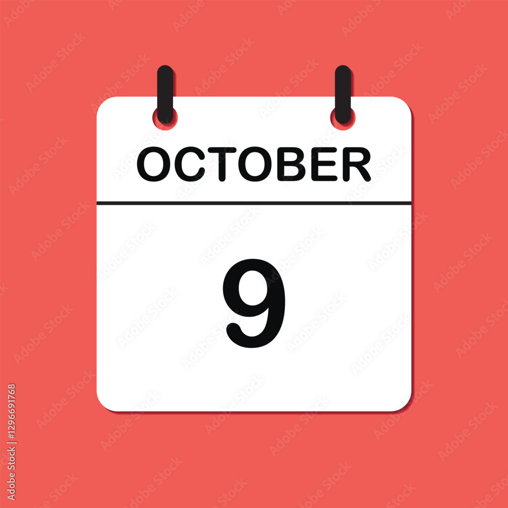 October 9. Daily Calendar icon for design. Simple design for business brochure, flyer, print media, advertisement. Easily editable. October 9. Daily Calendar icon for design. Simple design for business brochure, flyer, print media, advertisement. Easily editable.