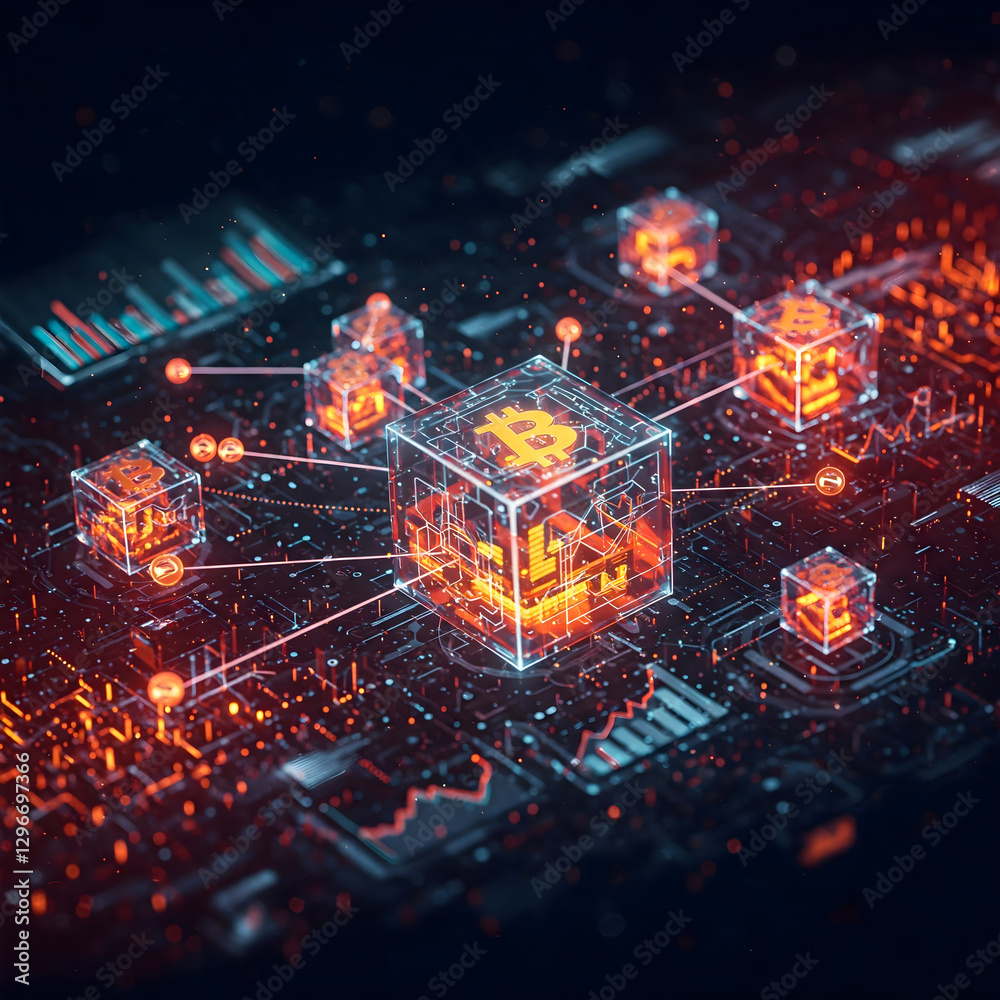 Blockchain theme background, interconnected nodes and blocks, digital network, cryptocurrency and finance, technology and security, decentralized and transparent. Blockchain theme background, interconnected nodes and blocks, digital network, cryptocurrency and finance, technology and security, decentralized and transparent.