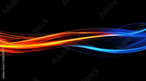 Abstract fire and ice waves, dark background, energy concept, website banner