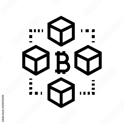 Blockchain system black line icon.
