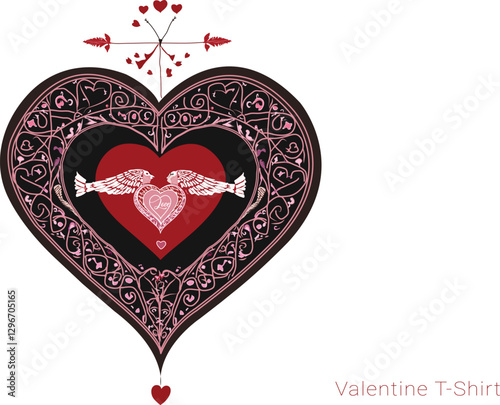 vector illustration of a heart with floral ornament